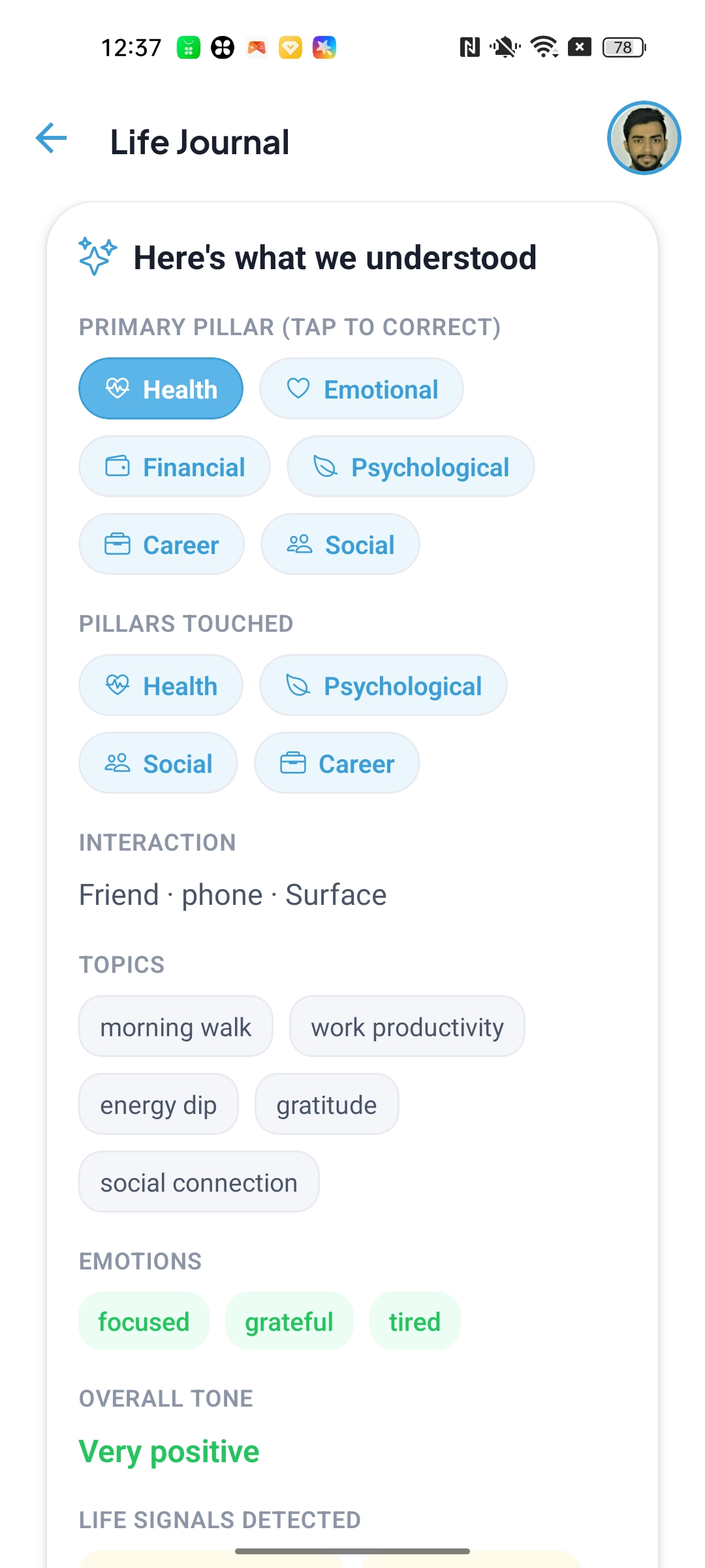 Life Journal AI understanding