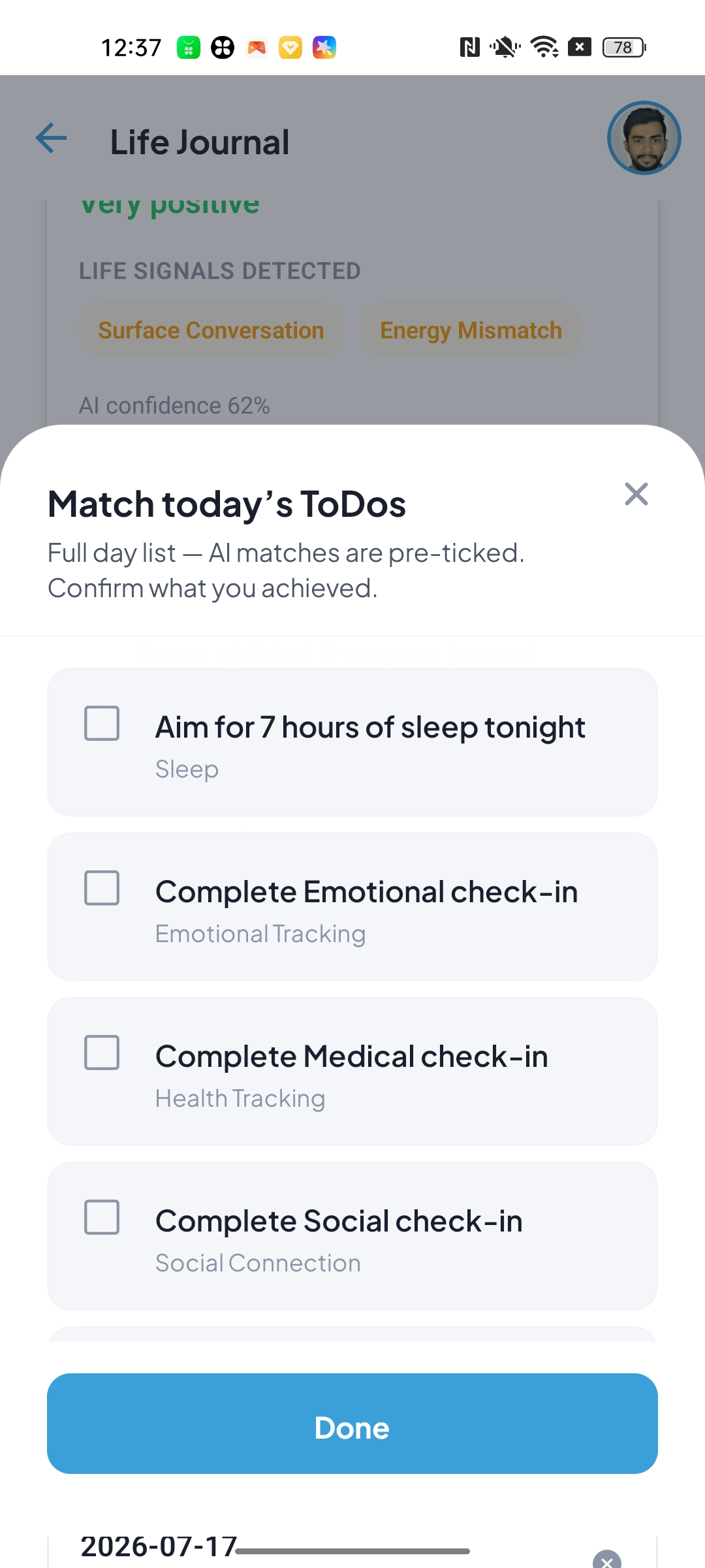 Match today’s ToDos